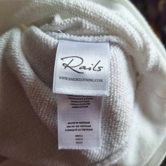 Rails White Kinsey Ruffled Sweater With Fringe Detail Size Small - Picture 5 of 7